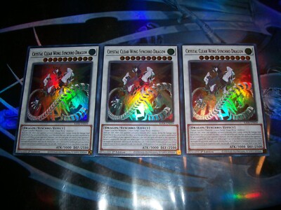 3x Crystal Clear Wing Synchro Dragon 1st Edition Ultra Rare RA04-EN059-image