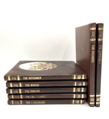 Vtg Time Life 7 Books OLD WESTern Leather Cowboy Indian Soldier Decoupage Core-image