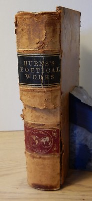 1800's Leather over board Robert Burns Poetical Works World Edition Prop Decor-image
