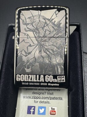 Zippo Godzilla 60th Anniversary Hollywood Black Engraving Lighter Japan New-image