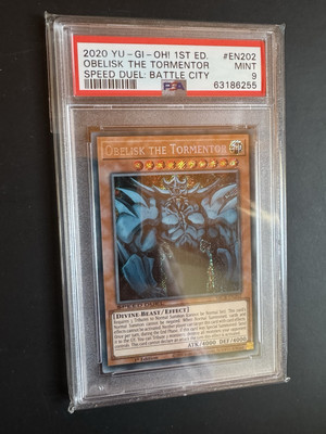 Yu-Gi-Oh! 2020 Obelisk The Tormentor 1st Secret Edition Rare SBCB-EN202 PSA 9-image