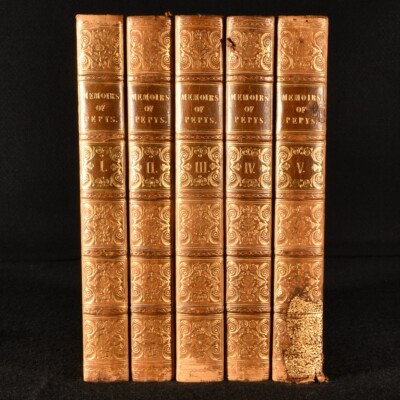 1828 5vol Memoirs of Samuel Pepys, Esq. Illustrated Full Leather 2nd Ed-image