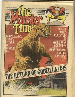 The MONSTER TIMES NO.35 JUL 1974 THE RETURN OF GODZILLA SUPERNATURAL SUPERHEROES-image