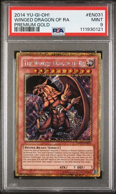 PSA MINT 9 2014 YU-GI-OH! PREMIUM GOLD #EN031 WINGED DRAGON OF RA PREMIUM GOLD-image