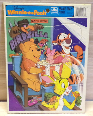 VINTAGE WINNIE THE POOH Frame Tray Puzzle Birdzilla Walt Disney TIGGER GODZILLA-image