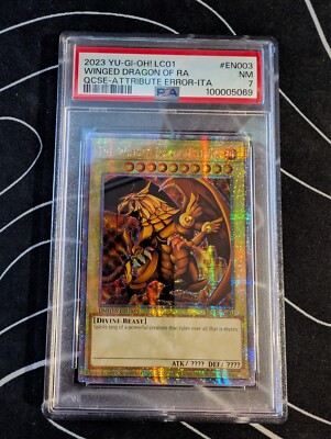 PSA 7 MINT The Winged Dragon of Ra LC01-EN003 QSCE Attribute Error Holo 25th Ann-image