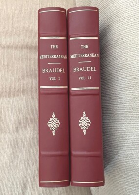 RARE 2-V Leather THE MEDITERRANEAN Fernand Braudel & WORLD OF PHILIP II Gorgeous-image