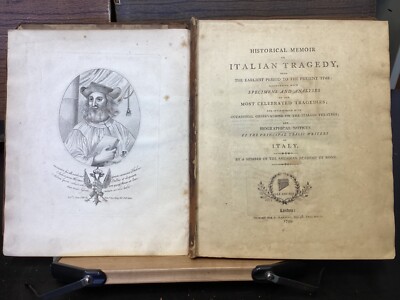 1799 Historical Memoir on Italian Tragedy by Joseph Cooper Walker, Illustrated-image
