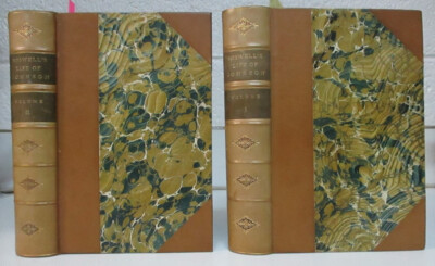2 Volume Set  1896 Boswell; Life of Johnson, Gilt, Leather  Excellent Condt,-image