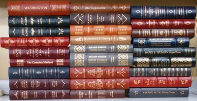 Lot of 27 Easton Press Library Presidents leather HC, gold edges, gold embossed-image