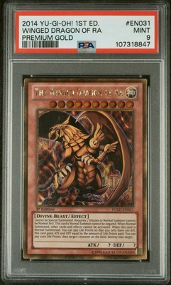 2014 YU-GI-OH! PREMIUM GOLD EN031 THE WINGED DRAGON OF RA 1ST EDITION - PSA 9-image