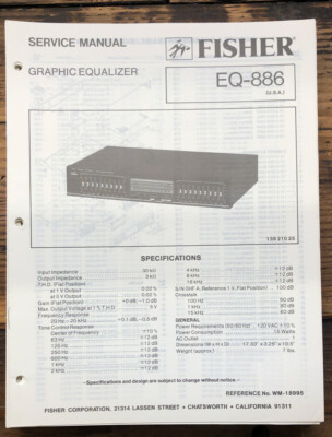 Fisher EQ-886 Equalizer  Service Manual *Original*-image