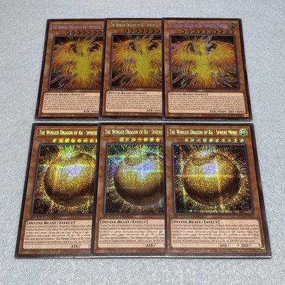 Yugioh 3x The Winged Dragon of Ra Immortal Phoenix + 3x Sphere Mode Secret Rare-image