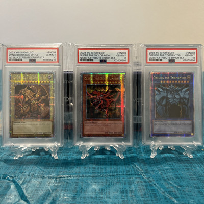 2023 Yu-Gi-Oh! LC01 3 Egyptian God Set QCSE- Attribute Error (ITA) All PSA 10-image