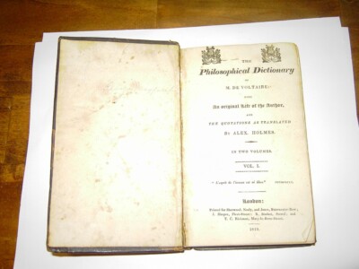 1819 PHILOSOPHICAL DICTIONARY DE VOLTAIRE W/LIFE OF AUTHOR - ALEX HOLMES LONDON-image