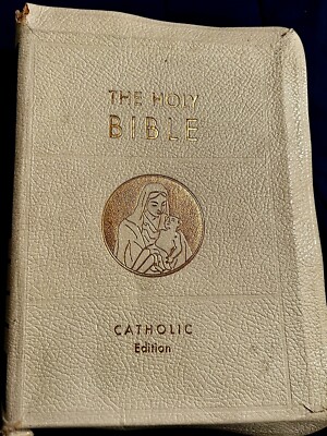 The Holy Bible Catholic Life Edition 1958 Leather Bound Beautiful Color Pictures-image