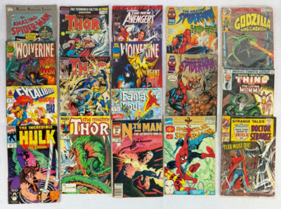 17 Vintage Marvel Comics Lot Spider-Man Thor Wolverine Hulk Godzilla + More-image