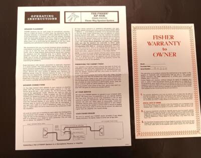 Fisher XP-65K Three Way Speaker System Operating Instructions Original-image