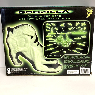 GODZILLA glow in the dark wall decorations Toho Ocean Battle Ships 1998 Vtg NEW-image