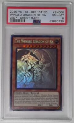 1x  V0583: 2020: Winged Dragon of Ra: 1st Edition: LED7-EN000: Ghost Rare: PSA: -image