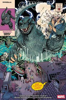 GODZILLA VS FANTASTIC FOUR #1 BRADSHAW MONSTER HOMAGE VAR MARVEL PRH-image
