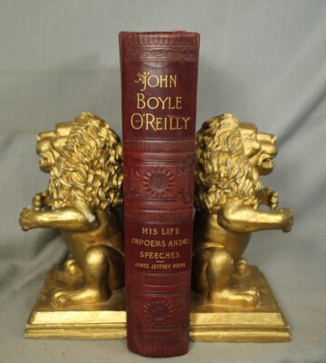 1891 antique dark Red Leather Book John Boyle O'Reilly His Life Poems and Speech-image