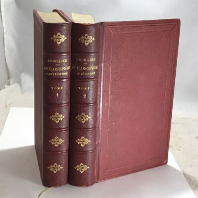 1868 Histoire de la Philosophie Cartesienne (Descartes) - Two Volumes - Leather-image