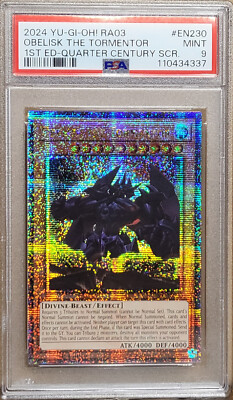 2024 YuGiOh RA03 EN230 Obelisk the Tormentor 1st Ed. Quarter Century Rare PSA 9-image