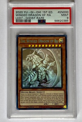 YuGiOh The Winged Dragon of Ra Ghost Rare 1st Edition LED7EN000 PSA 9 (US Print)-image