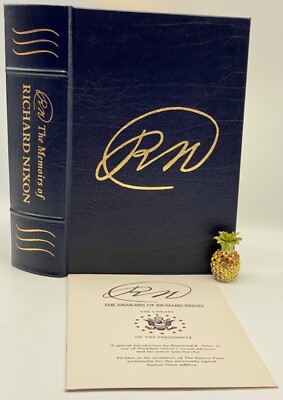🖊SIGNED Easton Press Biography MEMOIRS RICHARD NIXON Collectors Edition LEATHER-image