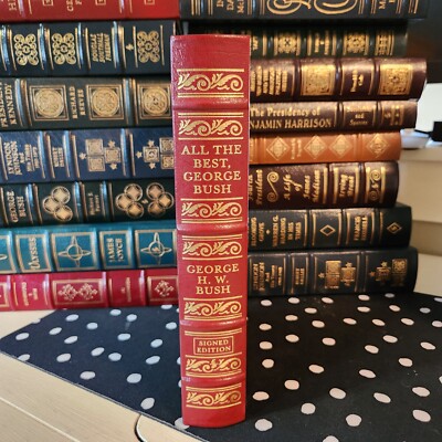 EASTON PRESS LEATHER Library Presidents GEORGE H. W. BUSH All the Best SIGNED -image