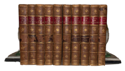 1862, 10 Vol, MEMOIRS OF THE LIFE OF SIR WALTER SCOTT, BART, LOCKHART, LEATHER-image