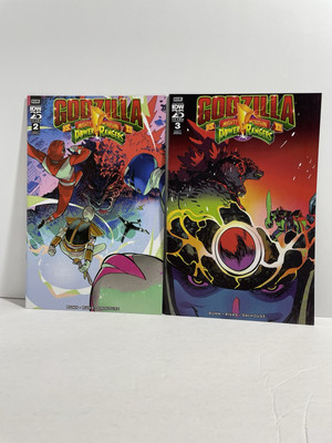 GODZILLA VS Mighty Morphin Power Rangers #2 & #3 IDW Cvrs A By Baldemar Rivas.-image
