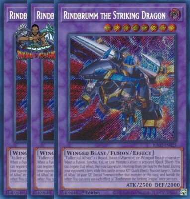 Yugioh! 3x Rindbrumm the Striking Dragon RA02-EN025 Secret Rare 1st Ed NM-image