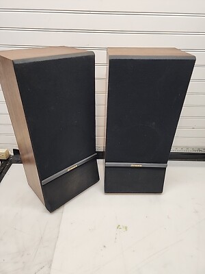 Vintage Fisher Speakers MS-710 Pair Faux Woodgrain RCA Connectors 19Hx9Wx7D-image