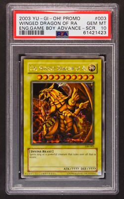 2003 YUGIOH! PROMO EN GAME BOY ADVANCE SECRET RARE WINGED DRAGON OF RA #3 PSA 10-image