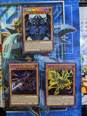 Obelisk Slifer and Ra Bundle - TN19-EN007,EN008,EN009 Scratched Yugioh Cards-image