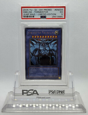YUGIOH JMP-EN004 OBELISK THE TORMENTOR SECRET RARE HOLO FOIL CARD PSA 5 EX #*-image