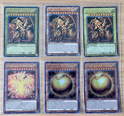 1996 Yugioh 1st/Limited Edition The Winged Dragon Of RA Foil 6 Card Lot-image