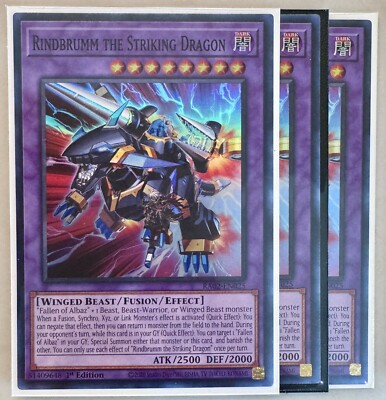Yugioh! 3x Rindbrumm the Striking Dragon RA02-EN025 Super Rare 1st Ed NM-image