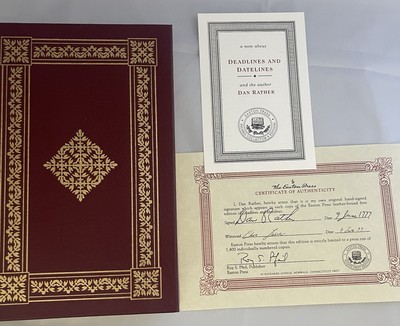 Deadlines and Datelines - Dan Rather  SIGNED  1st Edition w/ COA Easton Press -image