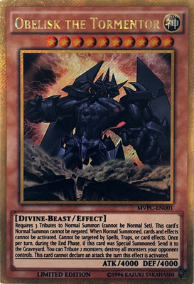 Near Mint x 1 Obelisk The Tormentor - MVPC-EN001 - Gold Secret Rare - Dark Side -image