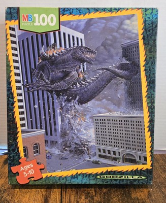 1998 Genuine GODZILLA 100 pc Puzzle MB Milton Bradley 4883-3 Complete 12.5”x 15”-image