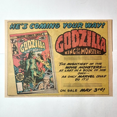 Godzilla King of the Monsters vintage 1977 Marvel comic book print ad-image