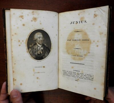 Letters of Junius 1810 British political tracts George III old leather book-image