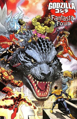 GODZILLA VS FANTASTIC FOUR #1 YU WRAPAROUND VARIANT NM GALACTUS SILVER SURFER-image