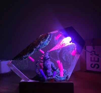 Monster Godzilla Resin Lamp, Custom Night Light, Resin Bedside Table/Desk Lamp-image