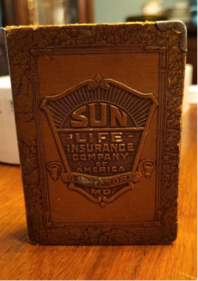 Antique Leather-bound Book Steel Bank Sun Life Insurance Co 1930-image