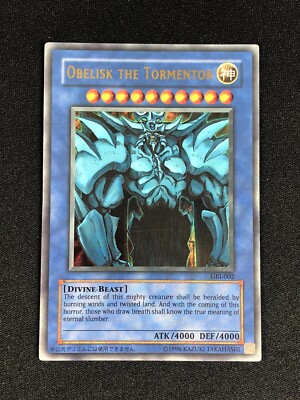 YUGIOH OBELISK THE TORMENTOR GB1-002 ULTRA PLAYED/EDGE WEAR-image
