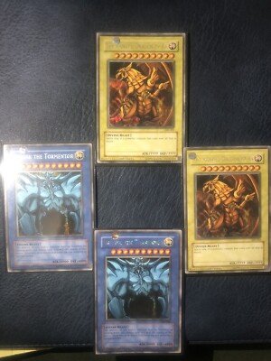 Yugioh 2 GBI-002 Obelisk the Tormentor + 2 The Winged Dragon of Ra GBI-003 used-image